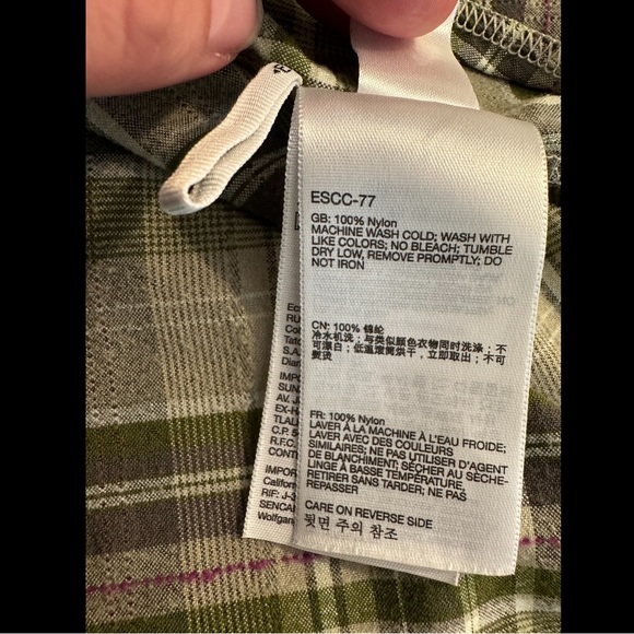 EXOFFICIO Alba Funnel Neck Plaid Shirt Jacket Green Plaid Pockets Purple Hiking - Picture 13 of 16